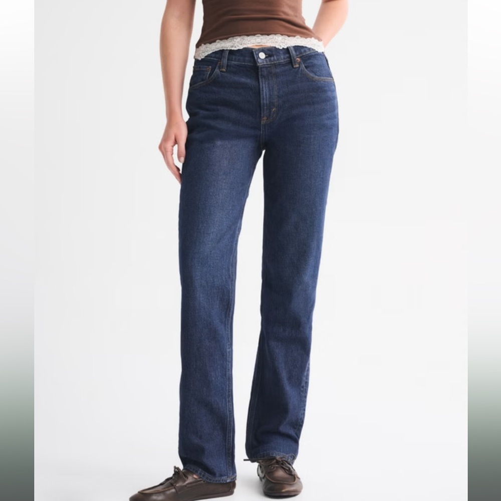 Abercrombie & Fitch The Straight Mid Rise Blue Jeans